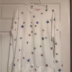 Pink Lily White Sweatshirt with Star Pattern